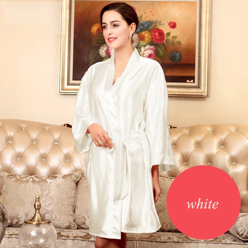 

Women's Satin Robe Short Large Size Trim Silk Kimono Bride Bridesmaid Nightgown for Wedding Party