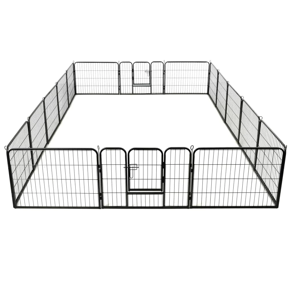 

Dog Playpen 16 Panels Steel 31.5"x23.6" Black