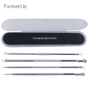 4 шт., игла для удаления угрей, прыщей, экстрактор угрей и комедонов, набор инструментов для удаления пор, очищающие средства для лица