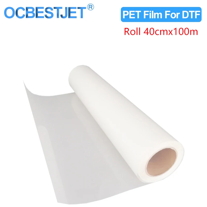 

40cm*100m Roll PET Transfer Film 75 Micron For Direct Transfer Film Printing For Epson L1800 i3200 etc Printhead DTF Printer