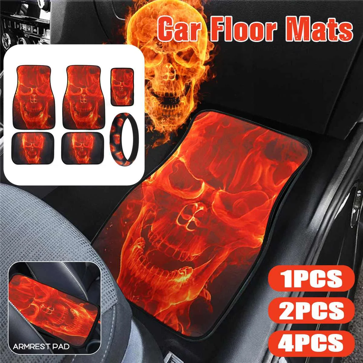 

Universal 4PCS Car Floor Mats Front/Rear Carpet Mat Waterproof Skidproof Dustproof Suitable For All Car Models with Armrest Pad