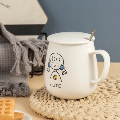 

Mugs with Avocado Funny Coffee Cup Ceramic Creative Color Heat-resistant Mug with Lid 450ml Kids Office Home Drinkware Gift