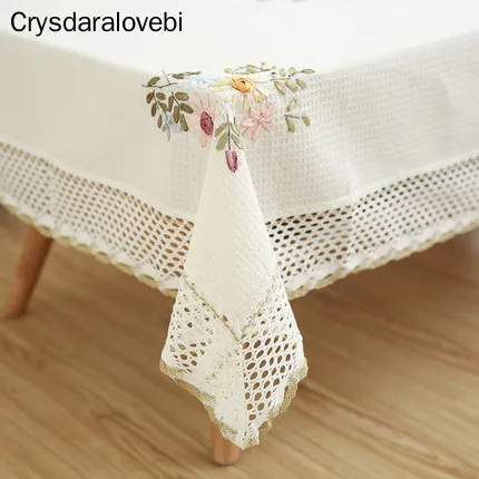 Европейская скатерть с цветами белая кружевная хлопковая льняная Пылезащитная