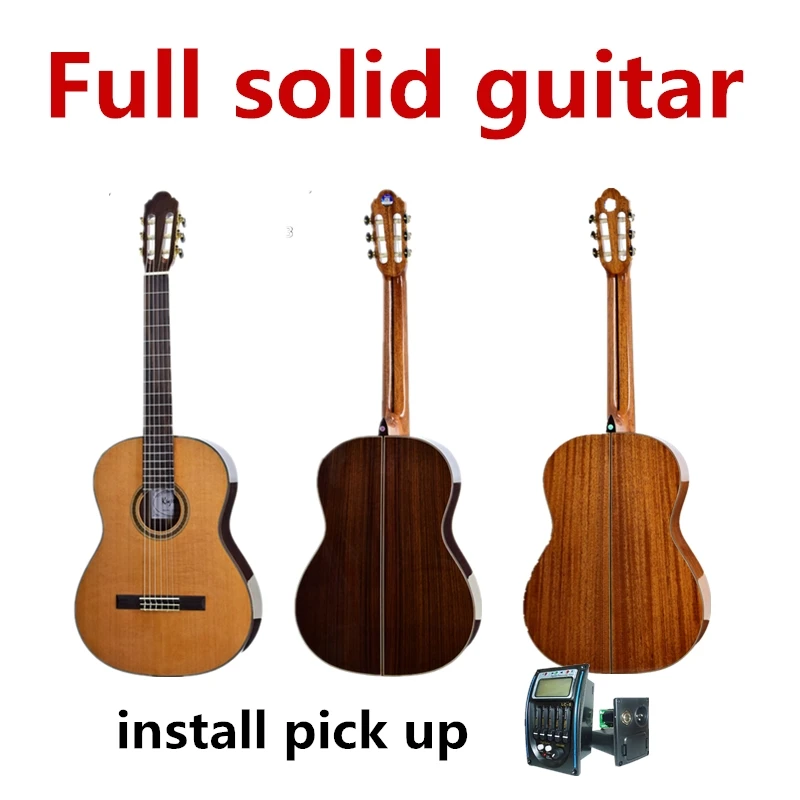 

Classical Acoustic Guitar 39 Inches Full Solid Electric Highgloss 6 Strings Pick Up Cedar Rosewood Mahogany Guitarra Pick up
