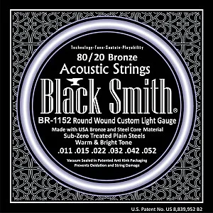 

Черные Смита струны BR1152 80/20 бронзовые для акустической гитары струны, пользовательские свет, 011-052, Сделано в Корее