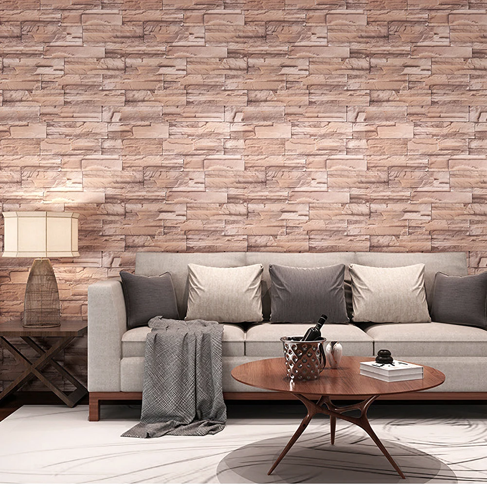 

Stone Brick Pattern Wallpaper Living Room TV Background Wall Coverings Home Decoration Waterproof PVC Vinyl Photography Stickers