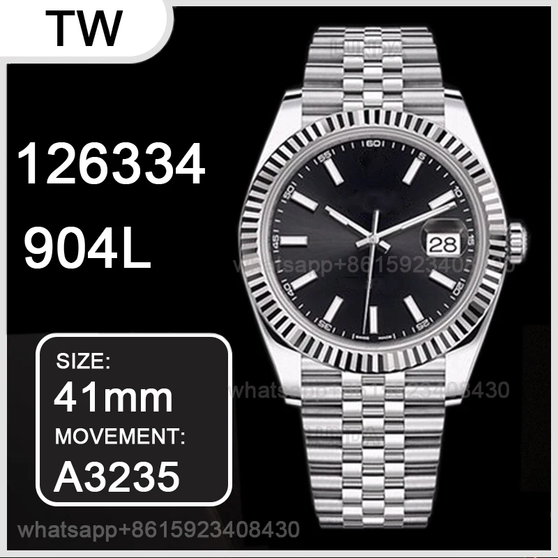 

Men's Mechanical Watch 41MM DateJust 126234 SA 3235 1:1 Best Edition 904L Steel Black Dial Lume Markers on Jubilee Bracelet