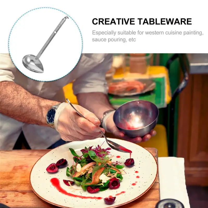 

1pc Unique Spoon Stainless Steel Cutlery Drizzle Tableware Exquisite Spoon
