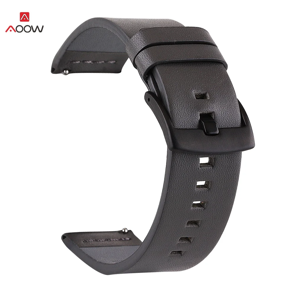 grey-S Кожаный ремешок для часов samsung Galaxy Watch Active2 S2 S3 Amazfit huawei GT 2 быстросъемный браслет ремешок 20 мм 22 мм 24 мм - Цвет ремешка: grey-S