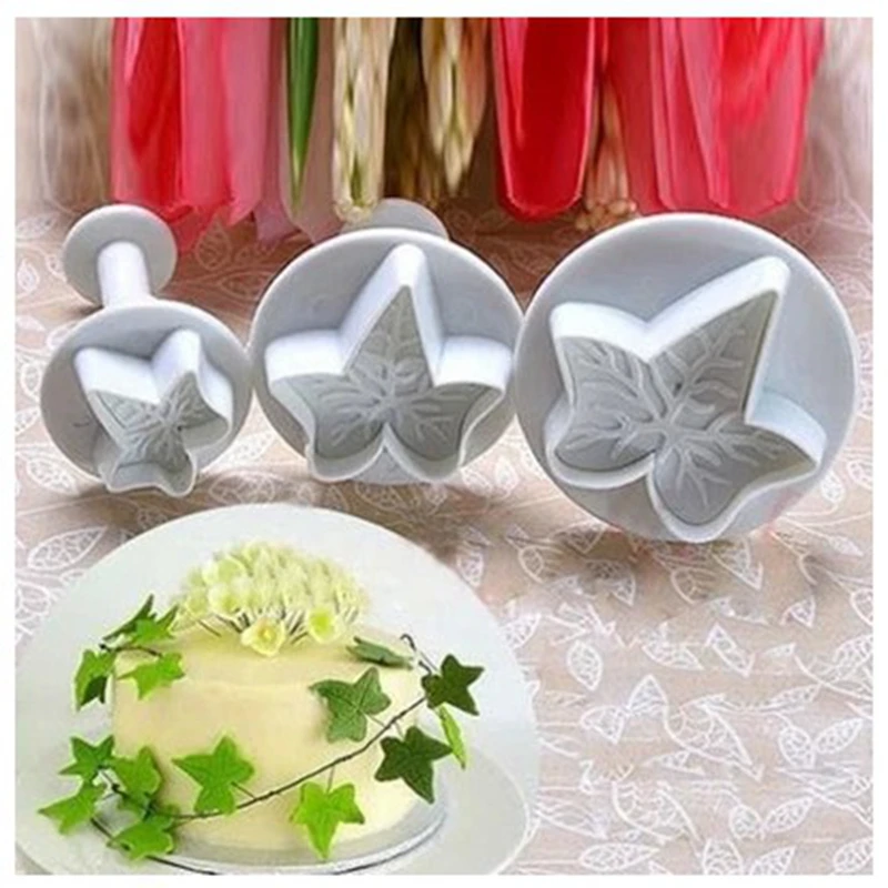 

3pcs/set plunger cookie cutters Fall Autumn Stem Maple Leaf /Icy Leaf Shape Cake Baking Decorating Tools Diy