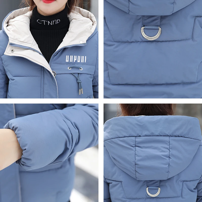 

Female Coat Winter Short Hooded Jacket Women Korean Style Plue Size Cotton Padded Solid Thick Mujer Parkas Sobretudo Feminino