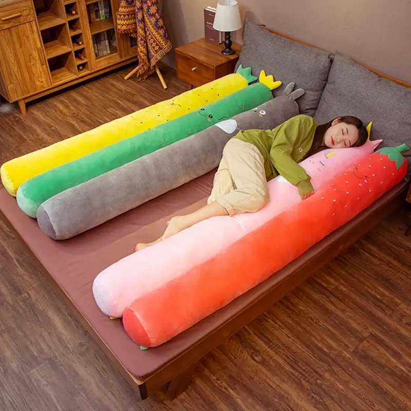 Almohada de felpa larga con diseño de frutas para dormir, cojín de felpa de animales para la siesta, zanahoria, piña, gato, Husky, juguetes de peluche para dormir, regalos