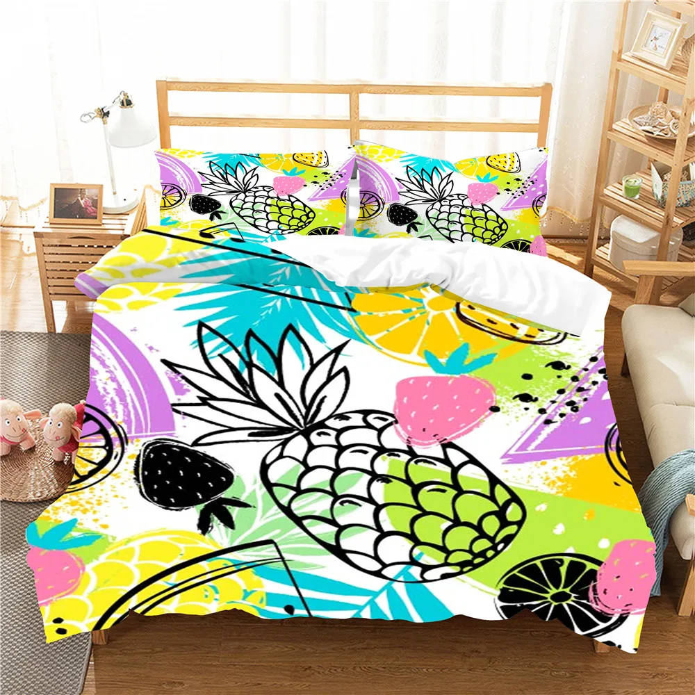 

Комплект постельного белья с пододеяльником и наволочкой, с принтом фруктов