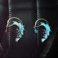 retro luminous punk ear clips ear hanging luminous elf men and women jewelry with crystal steel titanium products couple jewelry