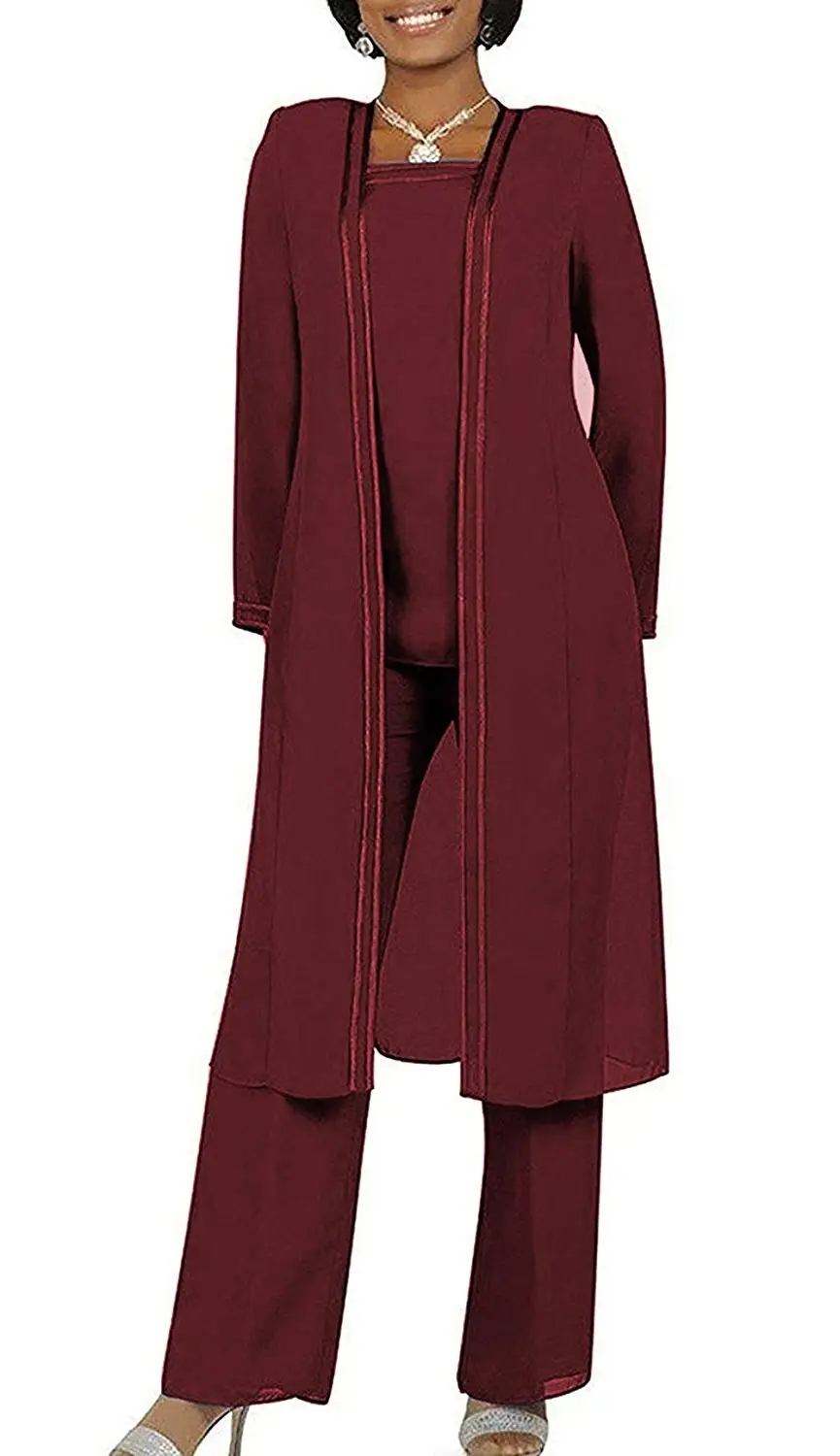 Женское длинное шифоновое платье для матери невесты костюм из трех предметов с