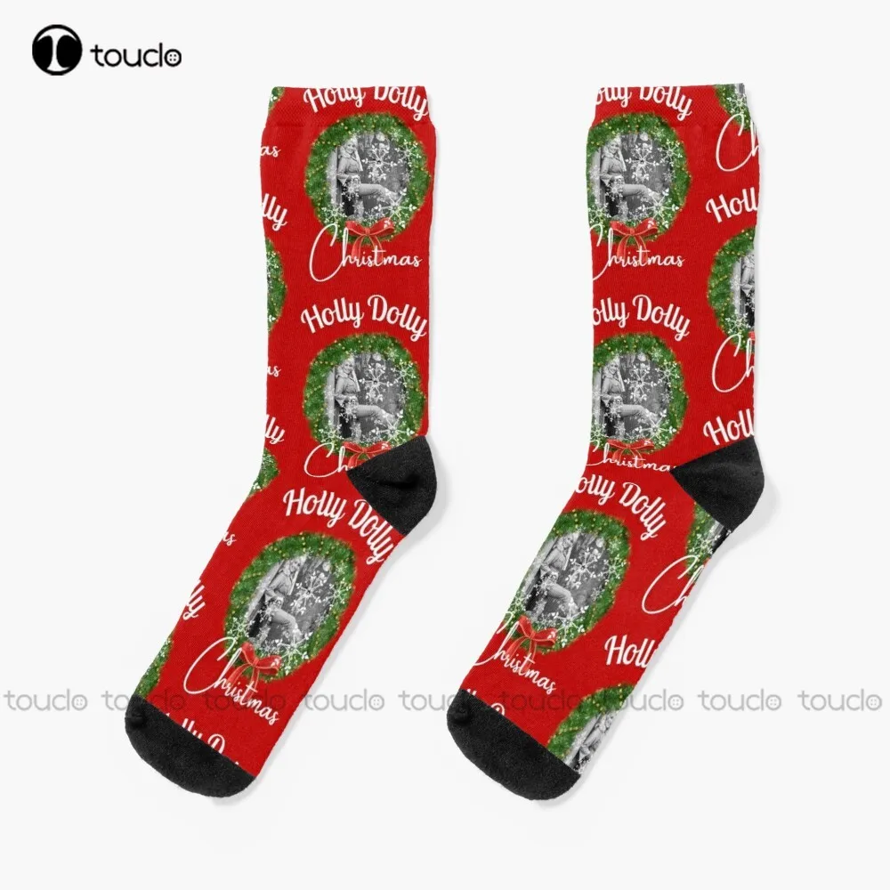 

Holly Dolly Christmas - Dolly Parton Socks Baseball Socks Men Unisex Adult Teen Youth Socks Custom Gift 360° Digital Print