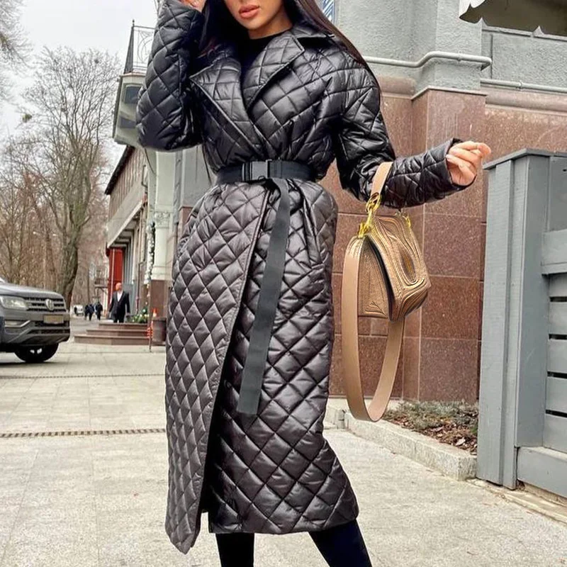 Куртка Женская Длинная с отложным воротником Модная элегантная Свободная