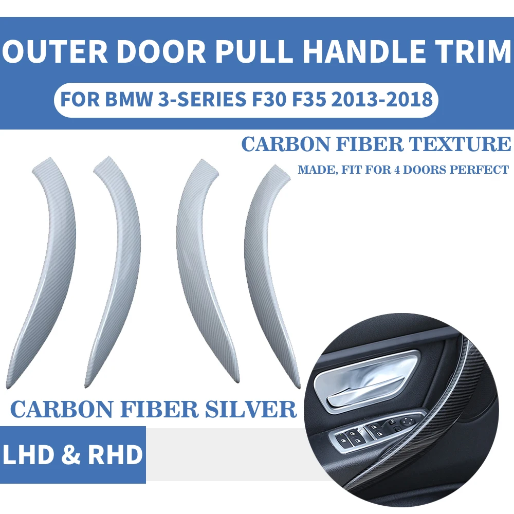 LHD RHD углеродное волокно Серебристая внутренняя дверная ручка для интерьера