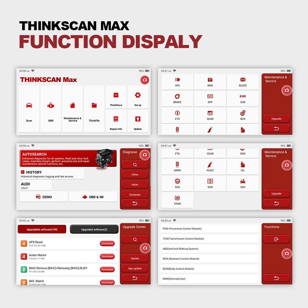 ThinkCar THINKSCAN MAX obd2 code reader scanner Full System with VIN Scan /ECU Coding/A/F Reset auto diagnostic tools PK CRP909 |