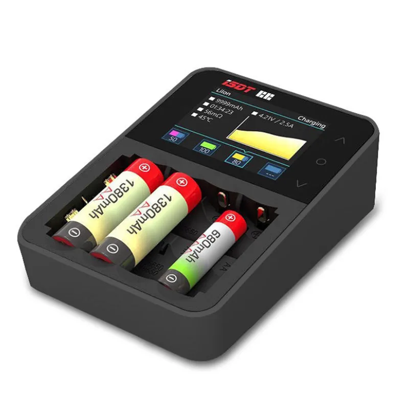 ISDT C4 8A сенсорный экран Смарт зарядное устройство с USB выходом для 18650 26650 AA AAA батареи