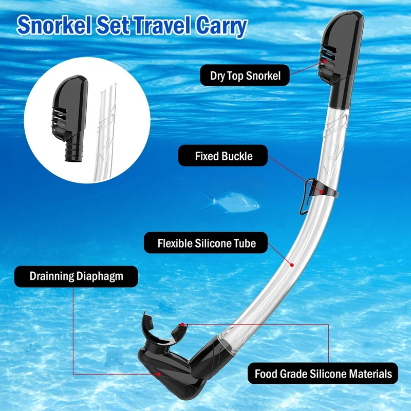 

New Sale Dry Snorkel Mask Anti-Fog Anti-Permeation Diving Goggles Snorkeling Gear 180Panoramic View Swimming Snorkel for Adults