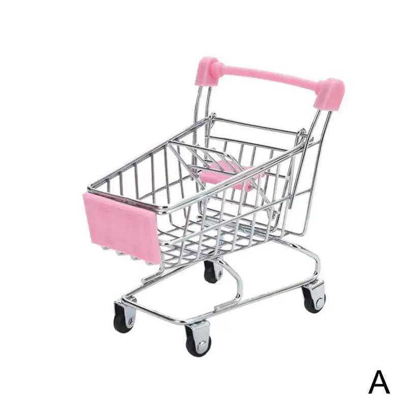 Pink (A) Высокое качество Мини супермаркет тележка для покупок игрушки Детский подарок игрушки украшение офиса супермаркет тележка - Цвет: Pink (A)