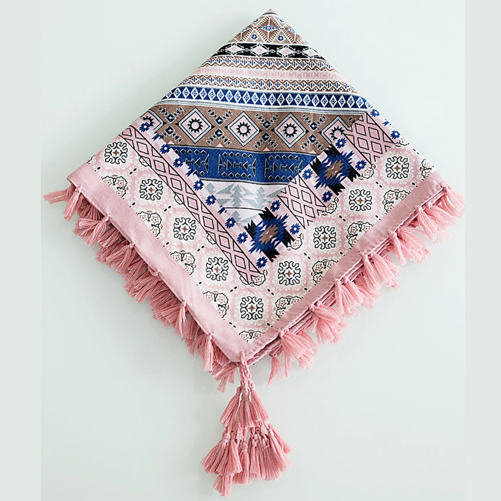 

Winter Scarf Boho Women Winter Neck Wrap Long Warm Scarf Ethnic Print Triangle Tassel Shawl Triangle Shawls Warm Cashmere