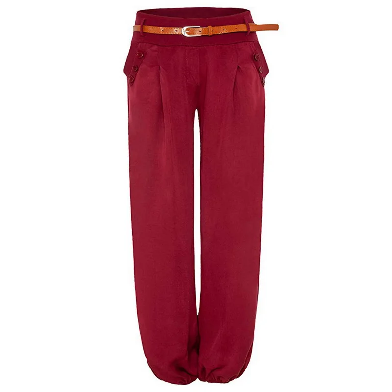 SHUJIN летние женские шаровары Повседневные однотонные штаны с карманами и