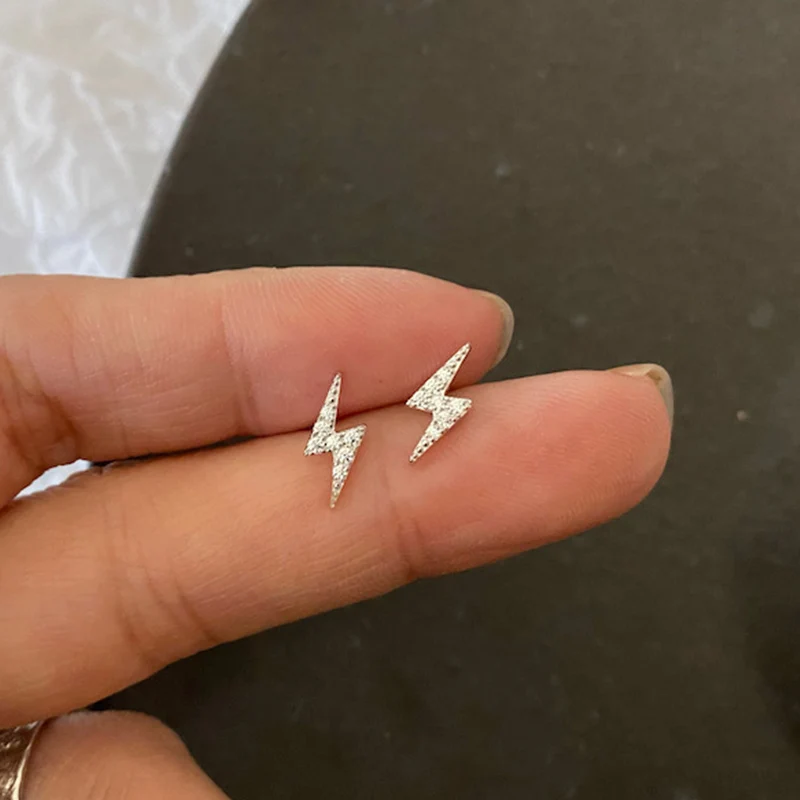 

Minimalism Lightning Zircon Stud Earring For Women Fashion Simple Jewelry Accessory European and American Style