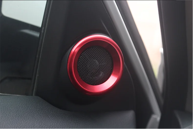 

2pcs Car Loudspeaker Circle Trim Audio Speaker Cover Trim Decorative Ring Fit for Honda Civic 10th Aluminum Alloy Red