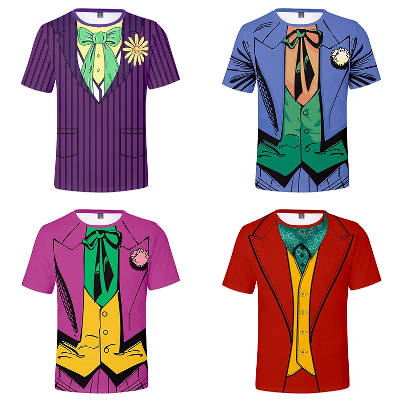 

Футболка Мужская/женская с коротким рукавом, свитшот с 3d рисунком Джокера, для косплея, уличная одежда, спортивная одежда