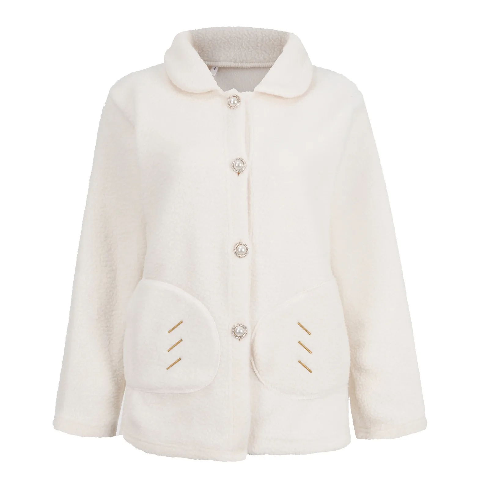 

Autumn Winter Women's Warm Plush Sweatshirt Long Sleeve Fleece Tops Pullover Casual Femme Zipper Loose Fuzzy Coat With Pocket