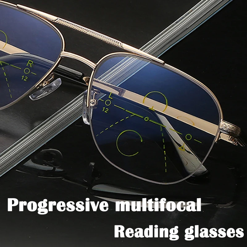 Multi-brenn Progressive Lesebrille Männer Frauen Retro Anti Blue Ray Sonne Presbyopie Brille Computer Optische Weit In Der Nähe Von Brillen