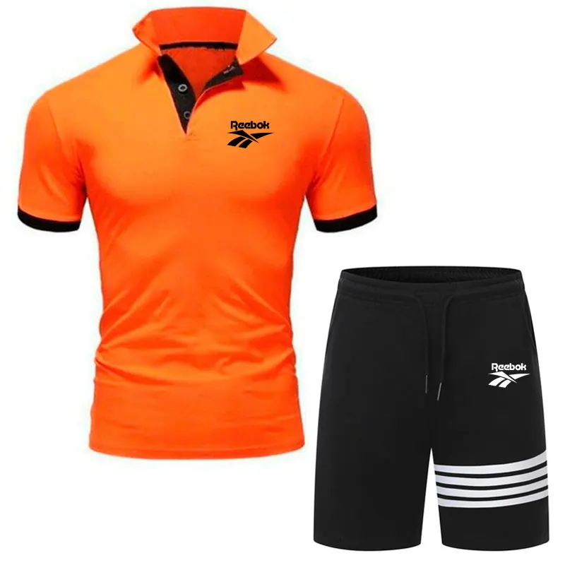 

2 Piece Set Men's T-shirt Shorts Summer Polo Short-sleeved Trousers Thin Pants Sportswear Men's Basketball Shirt