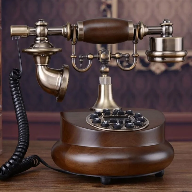 antique corded telephone resin fixed digital retro phone button dial vintage decorative rotary dial telephones landline for home free global shipping