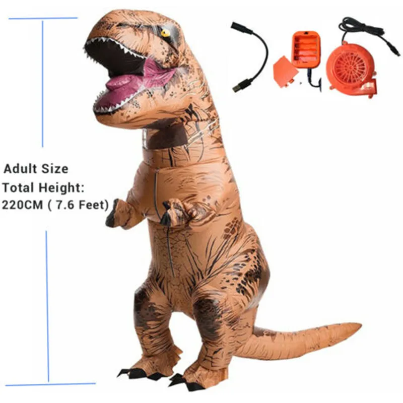 Надувной костюм динозавра T-Rex для взрослых и детей забавный наряд на Хэллоуин