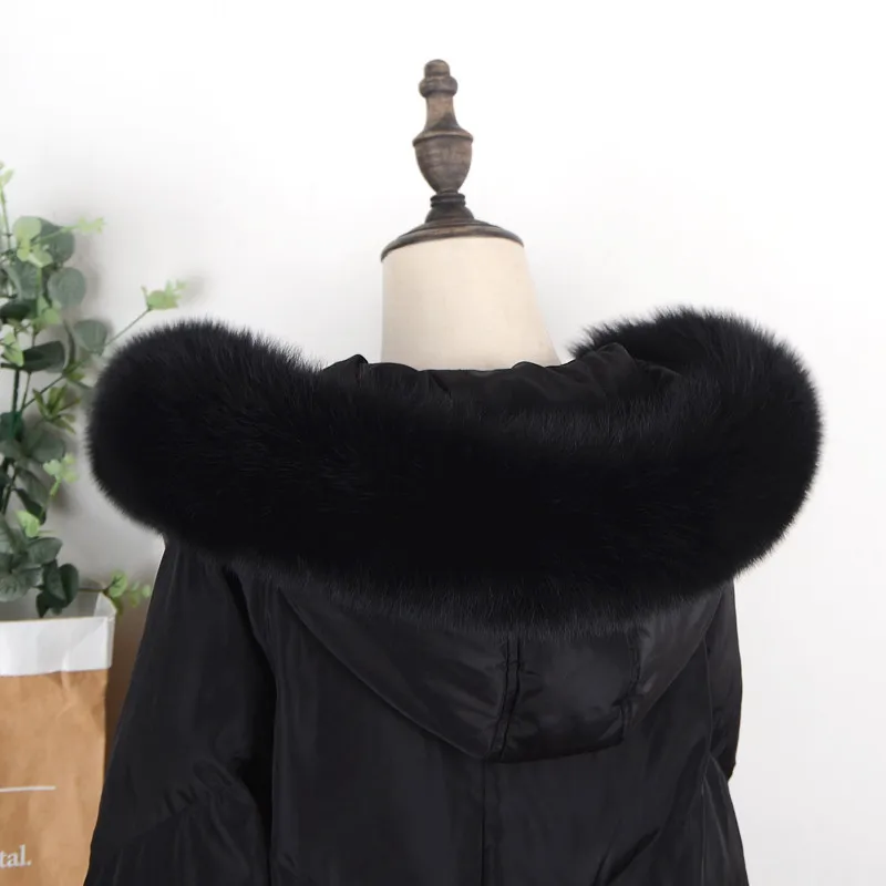 Женский зимний шарф из 100% натурального Лисьего меха меховая парка с капюшоном