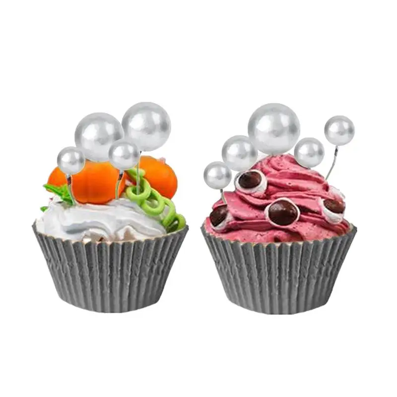 20Pcs Creative Round Ball Cake Topppers Simple Unique Shaped Cupcake Ornament Baking Decoration Accessories Party Supplies | Дом и сад