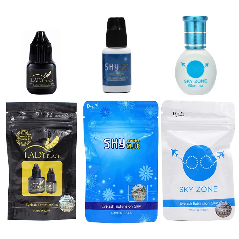 1-2s Dry Time Korea Sky Glue S+ Most Powerful Fastest Eyelash Glue for Eyelash Extensions MSDS Adhesive Original Black Cap