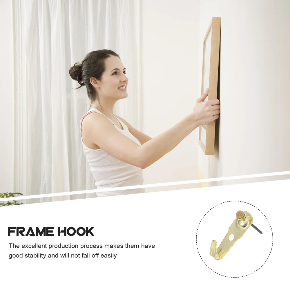 

25 Sets Copper Picture Frame Hangers Wall Hooks Picture Frame Hanger with Nails
