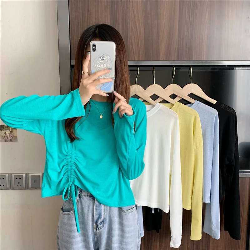 

Стильная дизайнерская Защитная футболка на шнурке из ледяного шелка