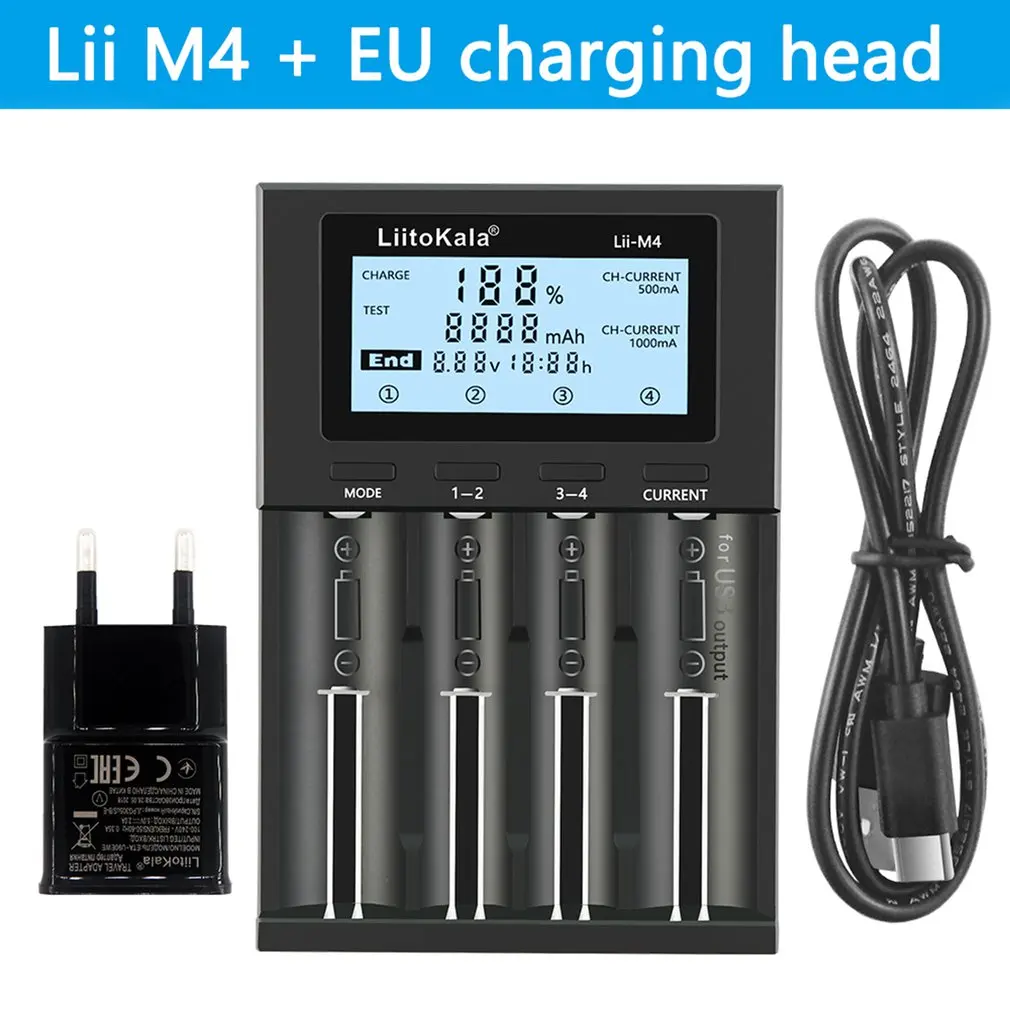 

LiitoKala Lii-M4 18650/26660 5V Typec Smart Universal Battery Charger Detectable Capacity Battery Charger With Screen T