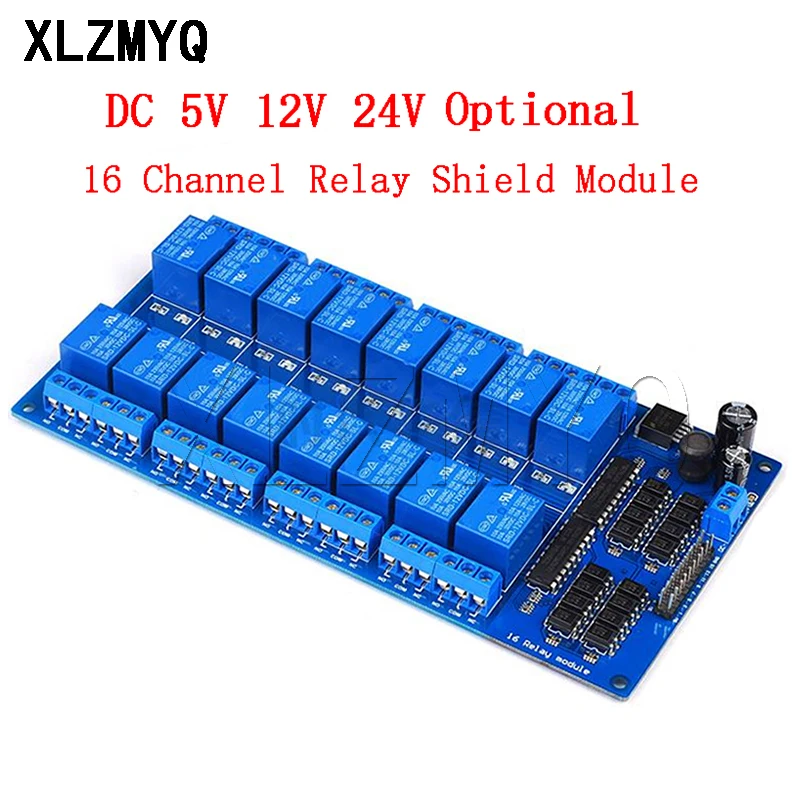 DC 5V 12V 24V 16 Channel Relay Shield Module,with Optocoupler LM2576 Microcontrollers Interface Power Relay For Arduino DIY Kit
