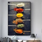 Картина на холсте в скандинавском стиле, Настенная картина с изображением зерен, специй, перец, ложки, Куадрос, постеры и принты, для кухни, гостиной