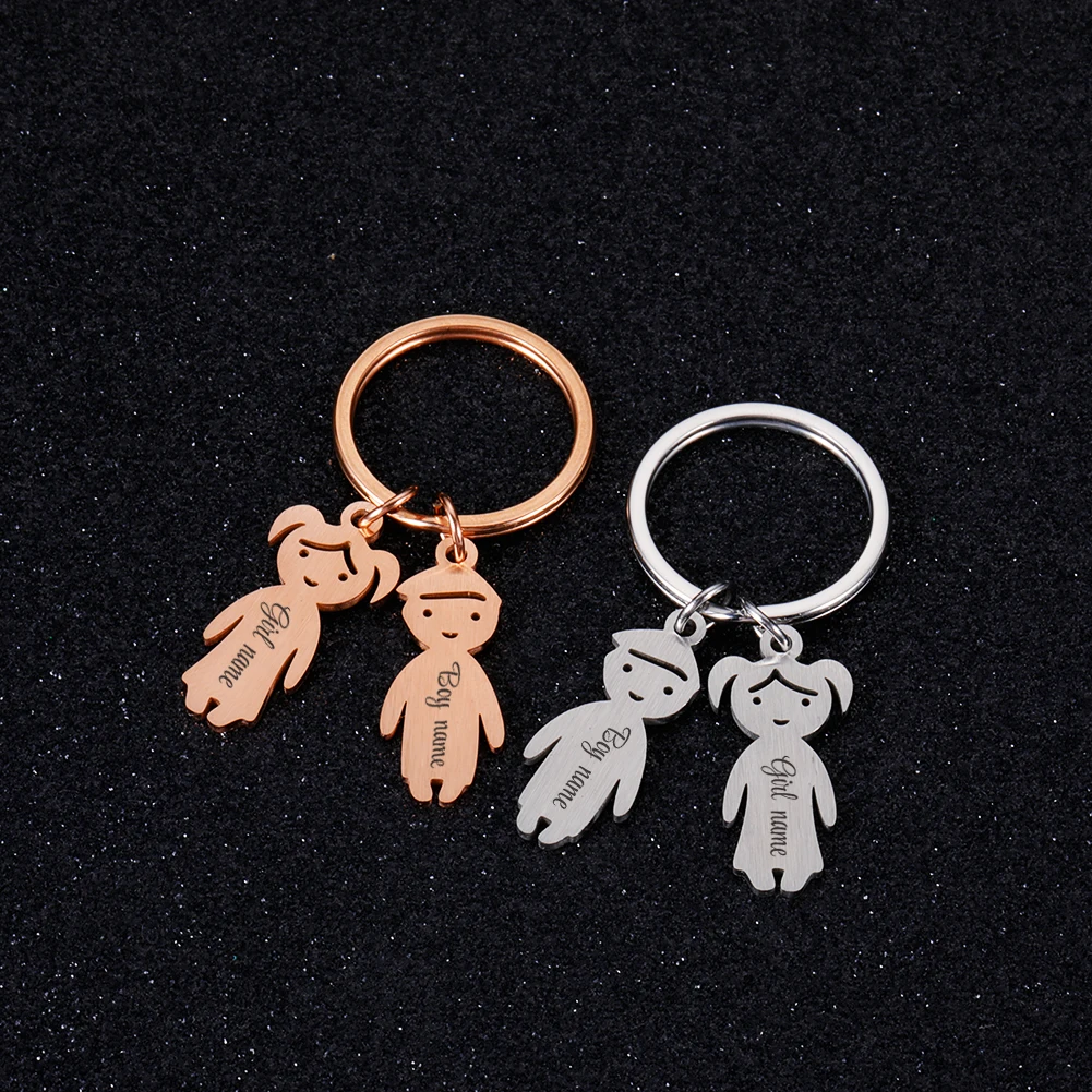 

Key Chain Personalized Name Customized Family Keychains Love Gift for Mom Dady Stainless Steel Key Ring Man Women Jewelry Gifts