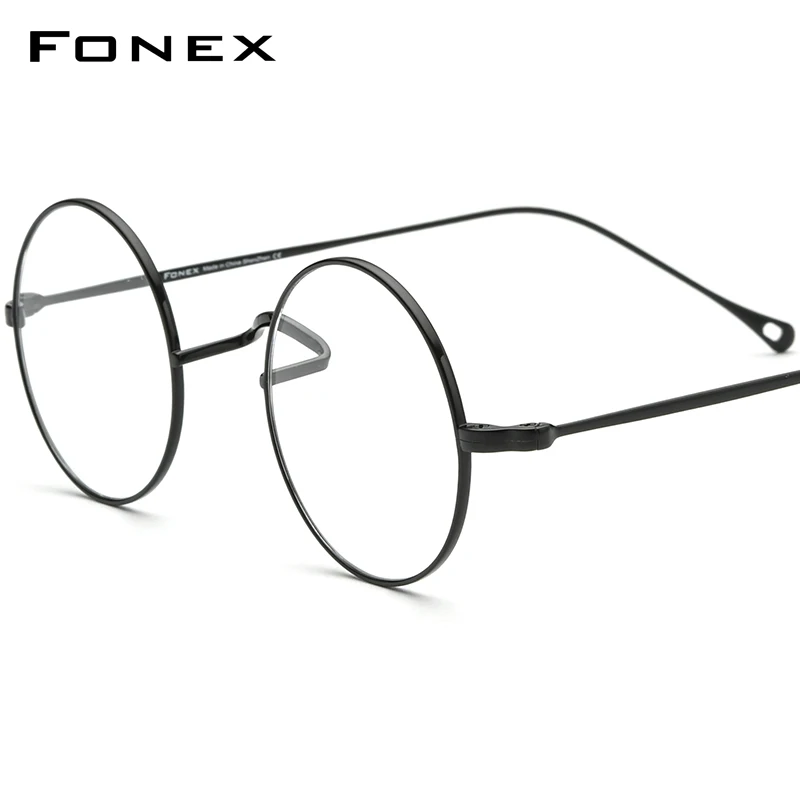 FONEX Titanium Glasses Men Vintage Round Myopia Optical Prescription Eyeglasses Frame Women 2021 New Retro Eyewear F85666