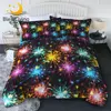 BlessLiving Fireworks Summer Quilt Girls Air-conditioning Duvet Neon Colorful Bed Cover Tiwn Queen Festive Home Textile 3pcs 1