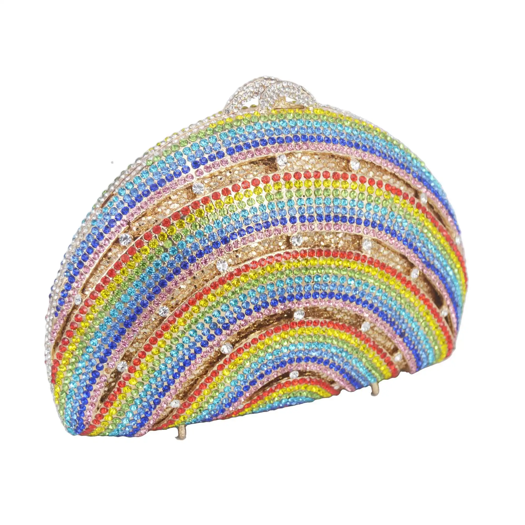Shell Designer rainbow Crystal Evening Bags Party Purse Wedding Clutch Bags Female Handbags SC989