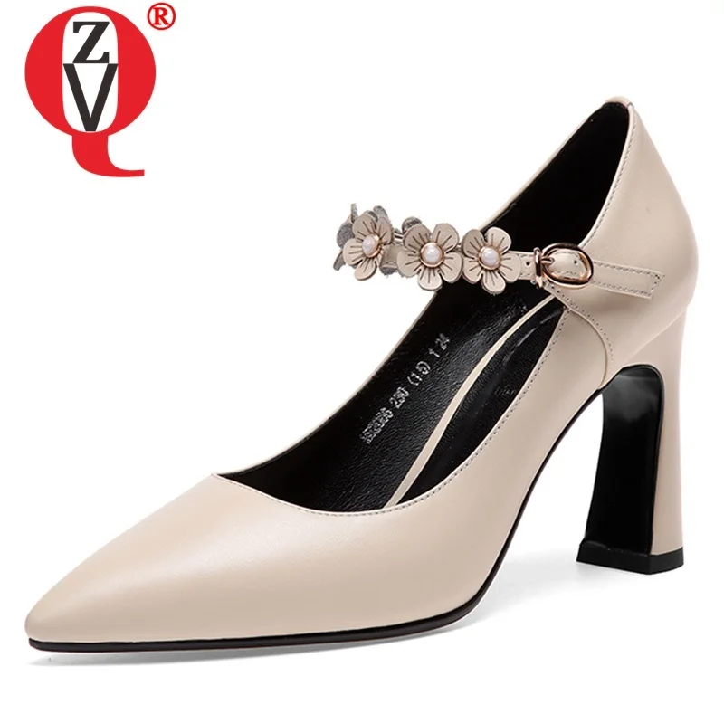 

Женские вечерние туфли-лодочки ZVQ, на очень высоком каблуке, из натуральной кожи, с острым носком и пряжкой, обувь для вечеринки на весну