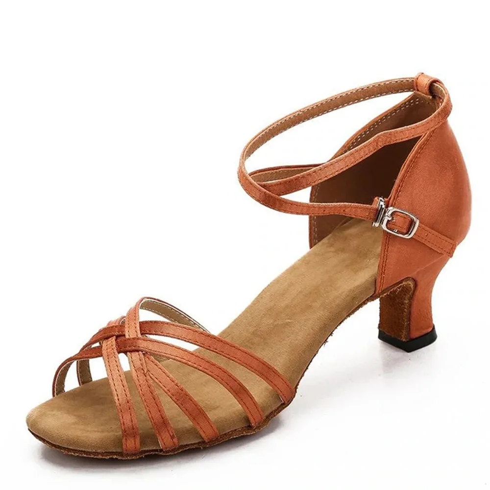 New Women Latin Dance Shoes Ballroom Comfortable Tango Dancing Shoes Organizer For Women Ladies Girls Heeled Party Thick Heel